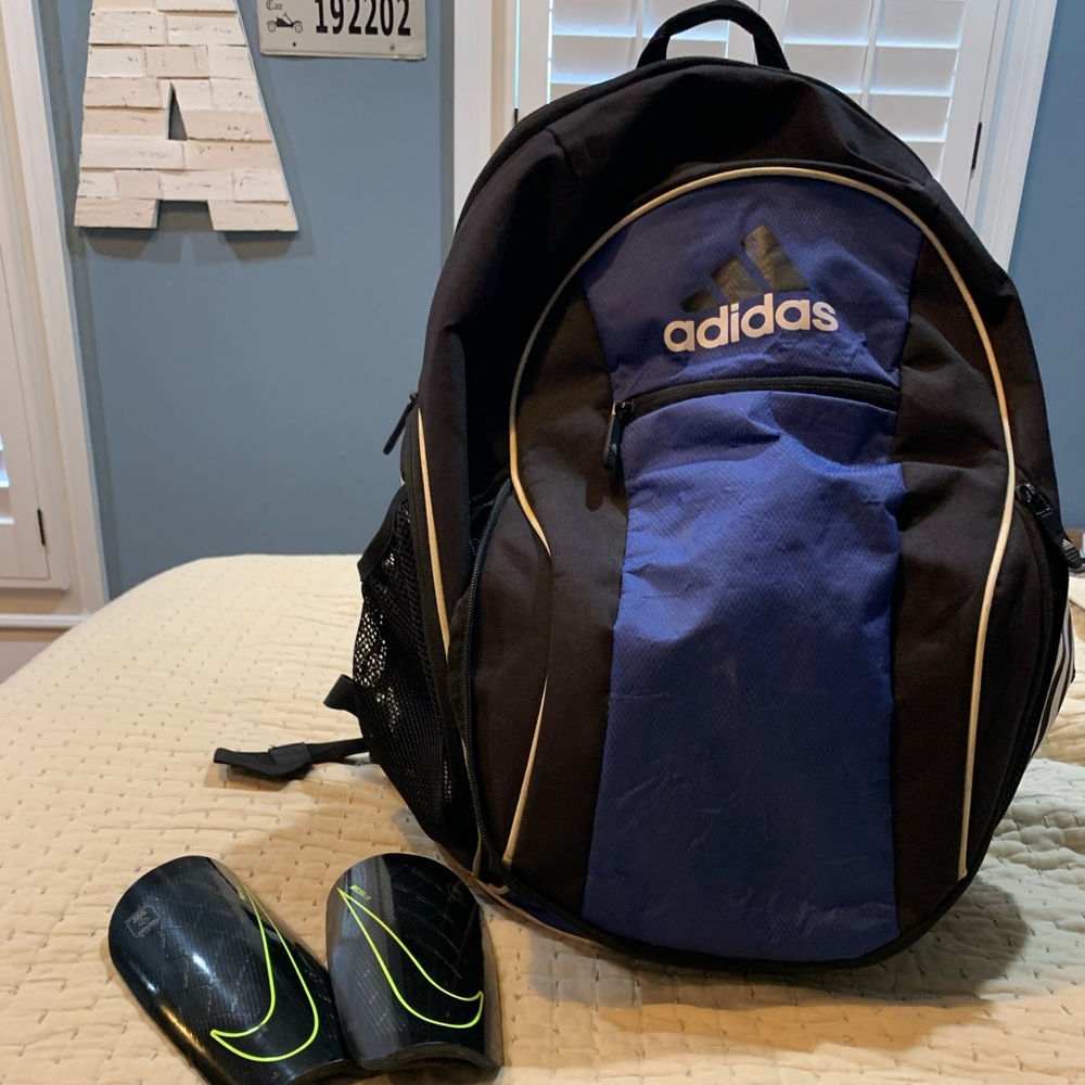 Adidas soccer bag. size small Nike shin gaurds